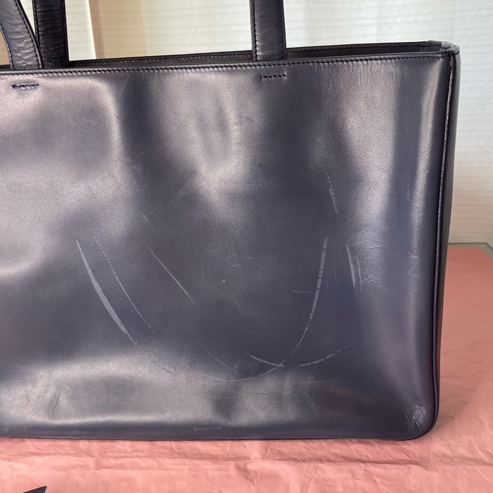 Prada Bag Leather Tote Bag Vitello Smalto 13" Made in Italy Luxury Prada - Picture 8 of 17